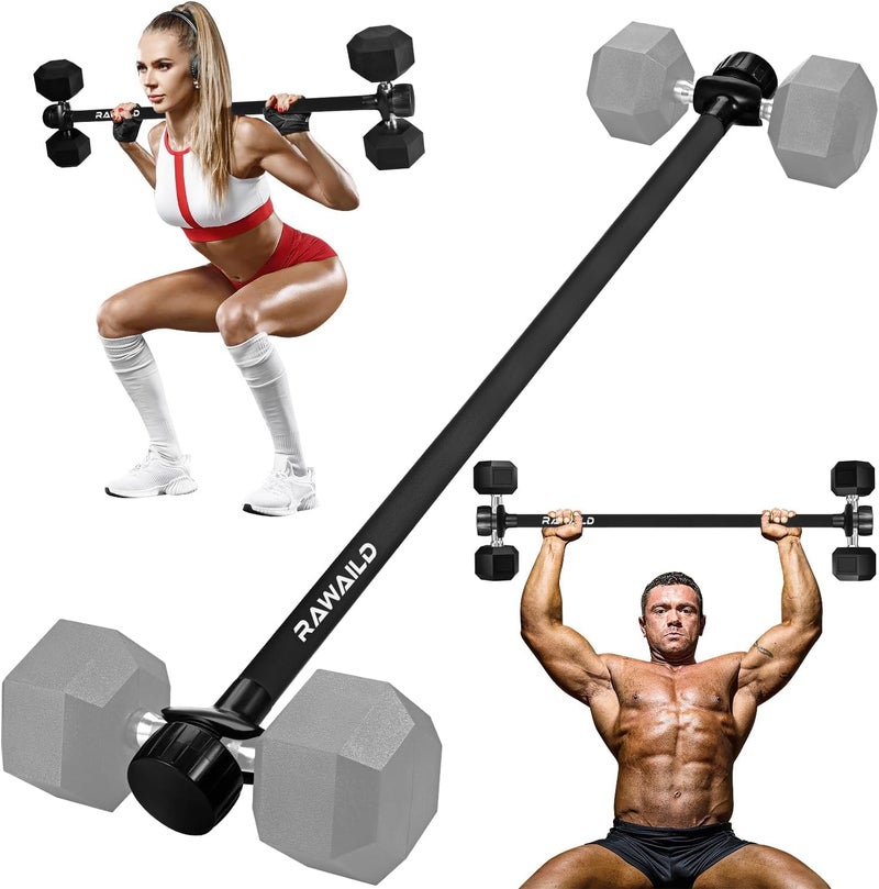 Rawaild Dumbbell Converter, Convert Dumbbells to Barbell Set, Weight Bar for Bench Presses, Squats, Hip Thrust, Deadlifts, Home Weightlifting and Strength Training, Versatile Home Gym Equipment - Image 1